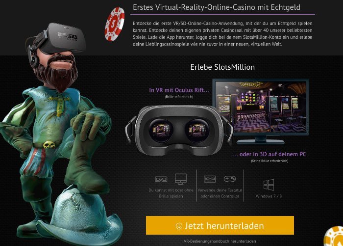 Virtual Reality im SlotsMillion Live Casino
