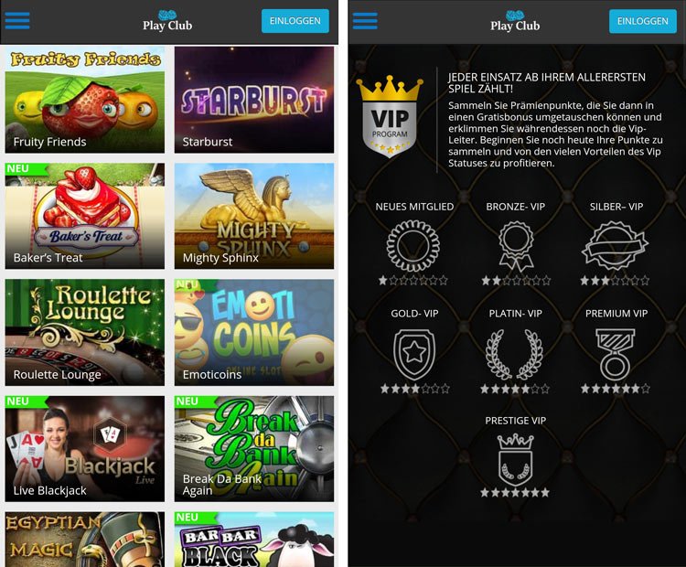 PlayClub Casino App technisch top