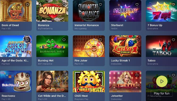 Casinoin Casino Spieleangebot