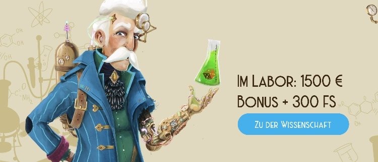 Der Willkommensbonus im Casino Lab beträgt 1.500€ + 300 Freispiele