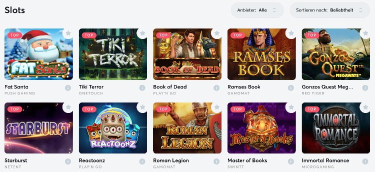 Slots.io Spieleangebot